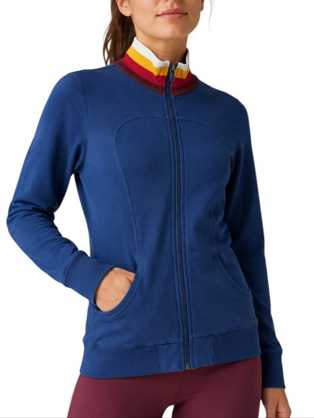 Lululemon Full Zip Track Jacket Women 10 Blue Vintage Running